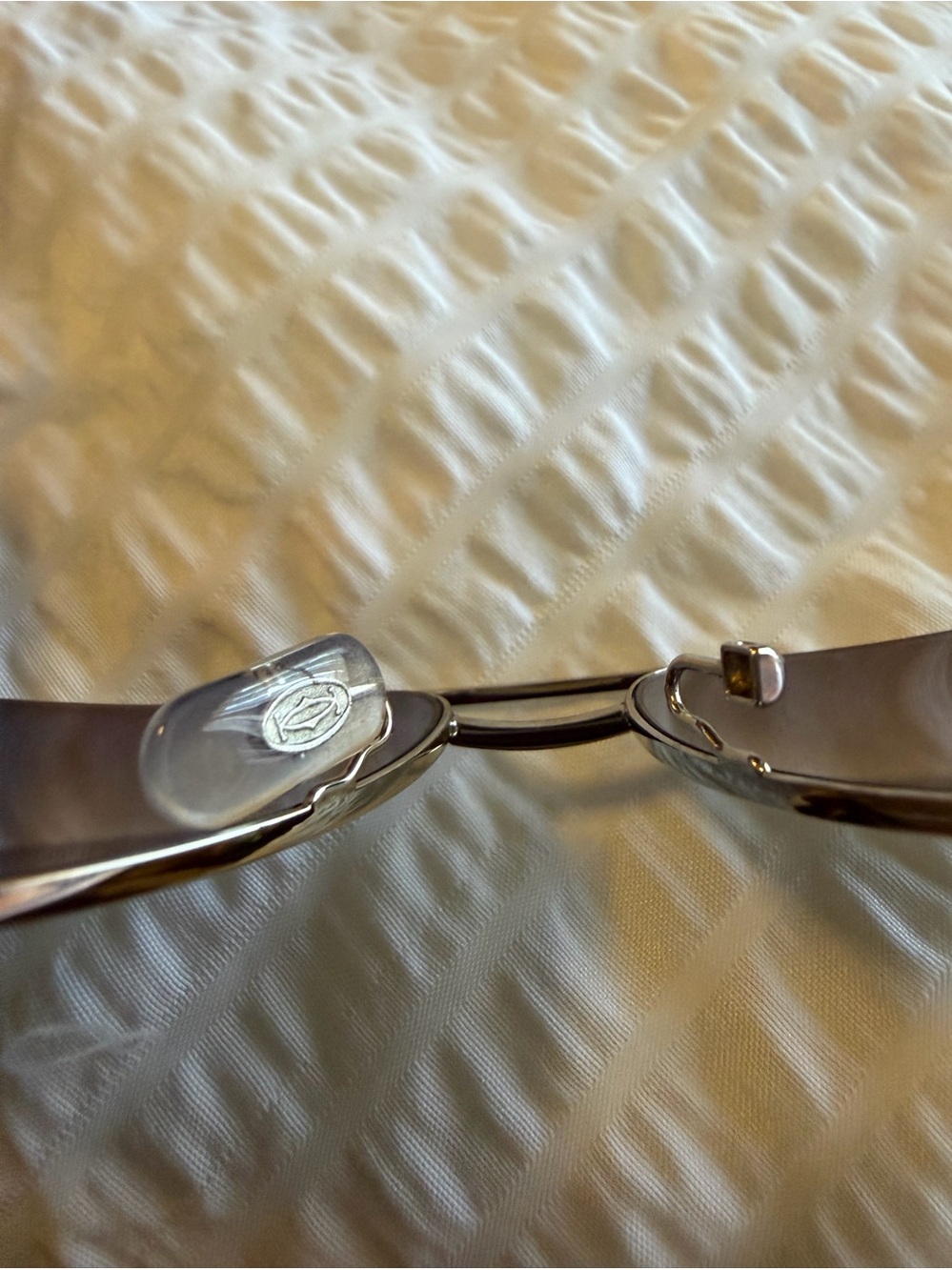 Cartier Men's Silver Frame Sunglasses with Blue Lenses - Picture 17 of 17
